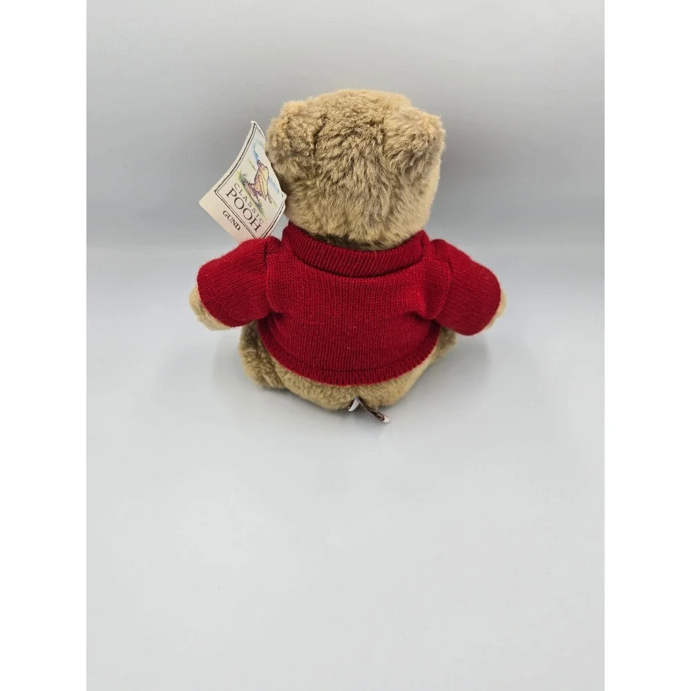 Disney Classic Pooh Gund Plush Teddy Bear Red Sweater Tan Stuffed Animal NEW